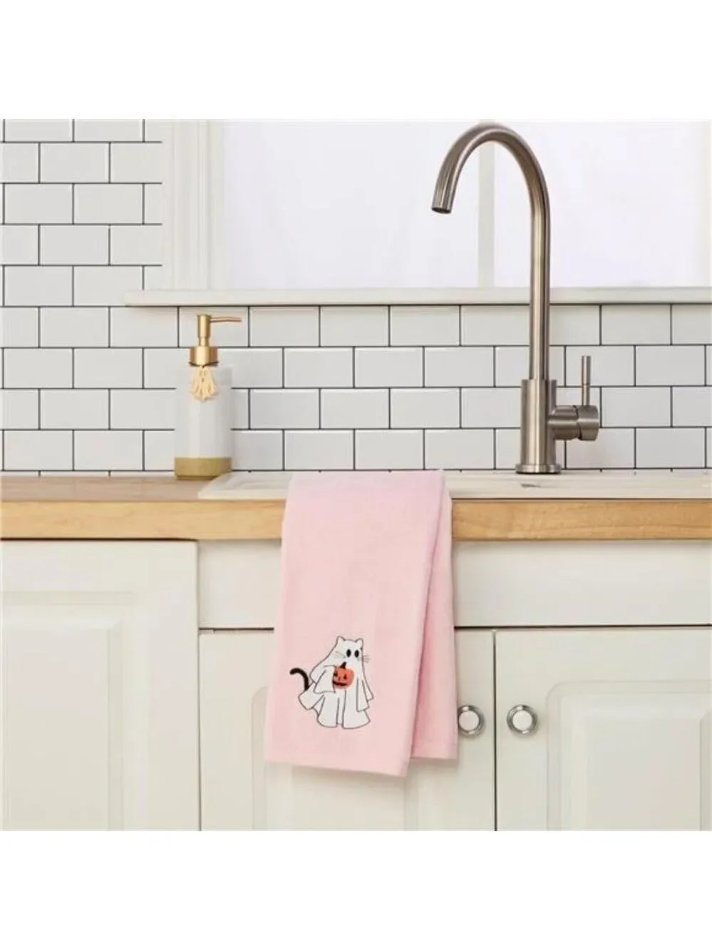 Cotton hand towel set 2 piece Halloween ghost cat decorative kitchen bath gift p